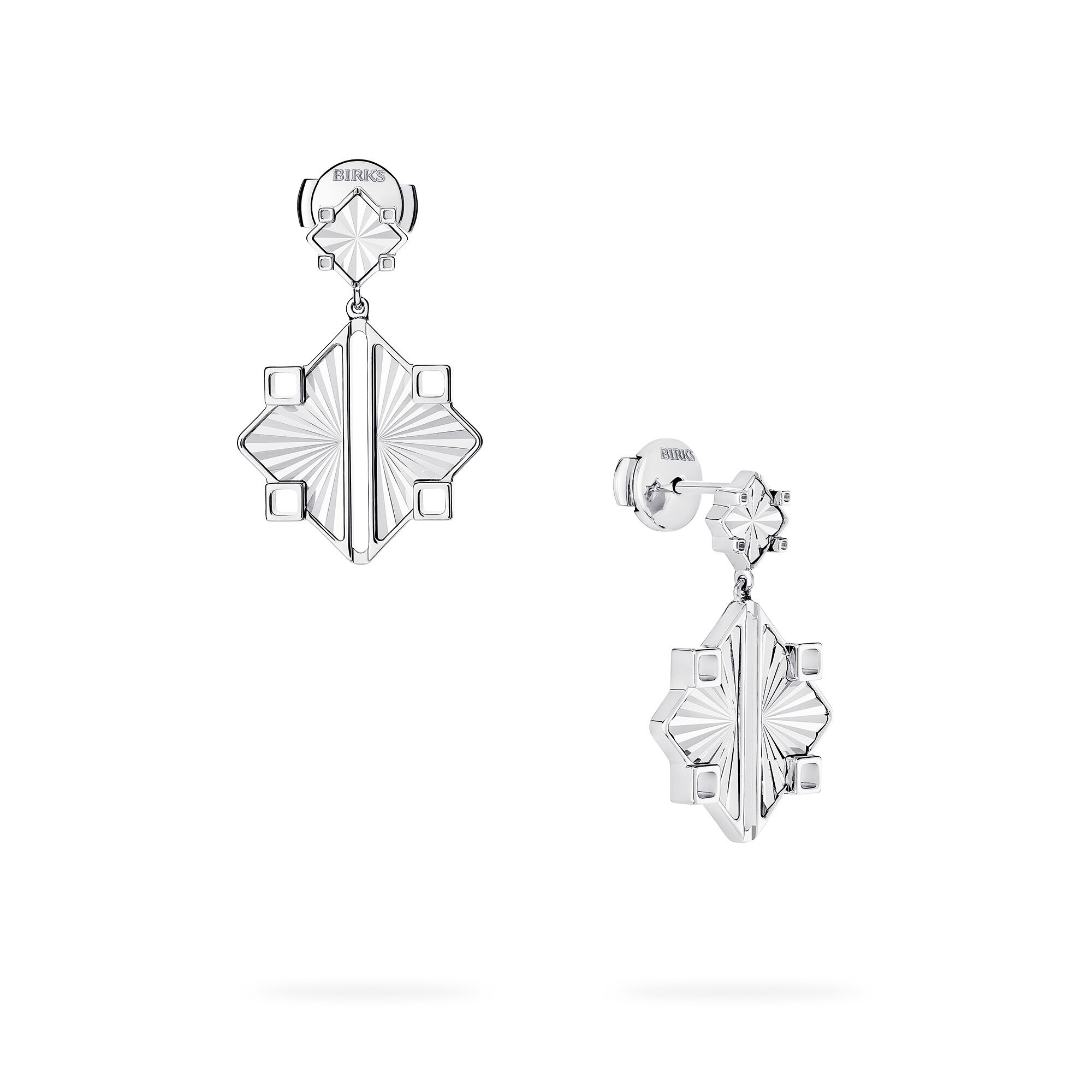 Birks Muse® Guilloché Sterling Silver Drop Earrings | Maison Birks